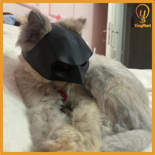 Pet Cat Dog Mask Half-Face Black Bat Handmade Adjustable Funny Halloween Cosplay Outfit Costume
