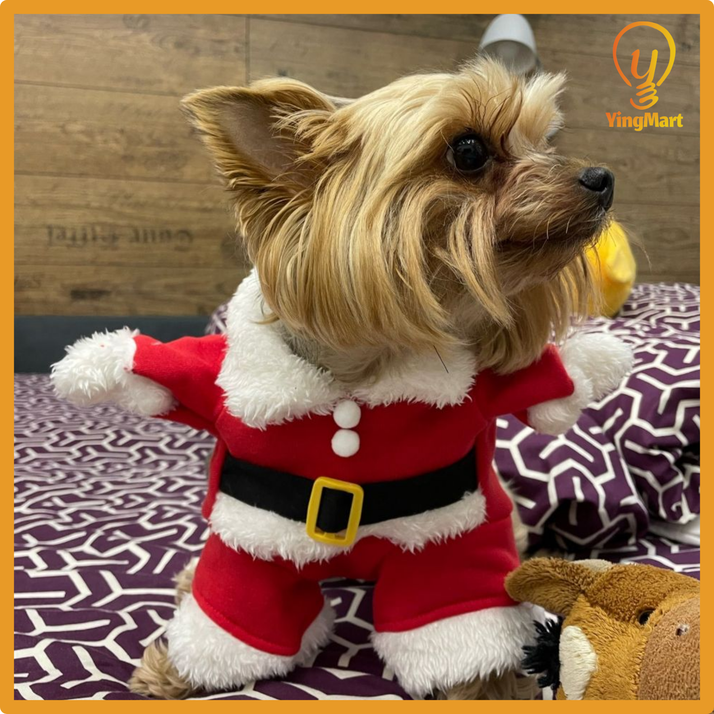 Christmas Pet Santa Claus Costume Warm Jumpsuit Hoodie for Dogs Cats Winter Outfit