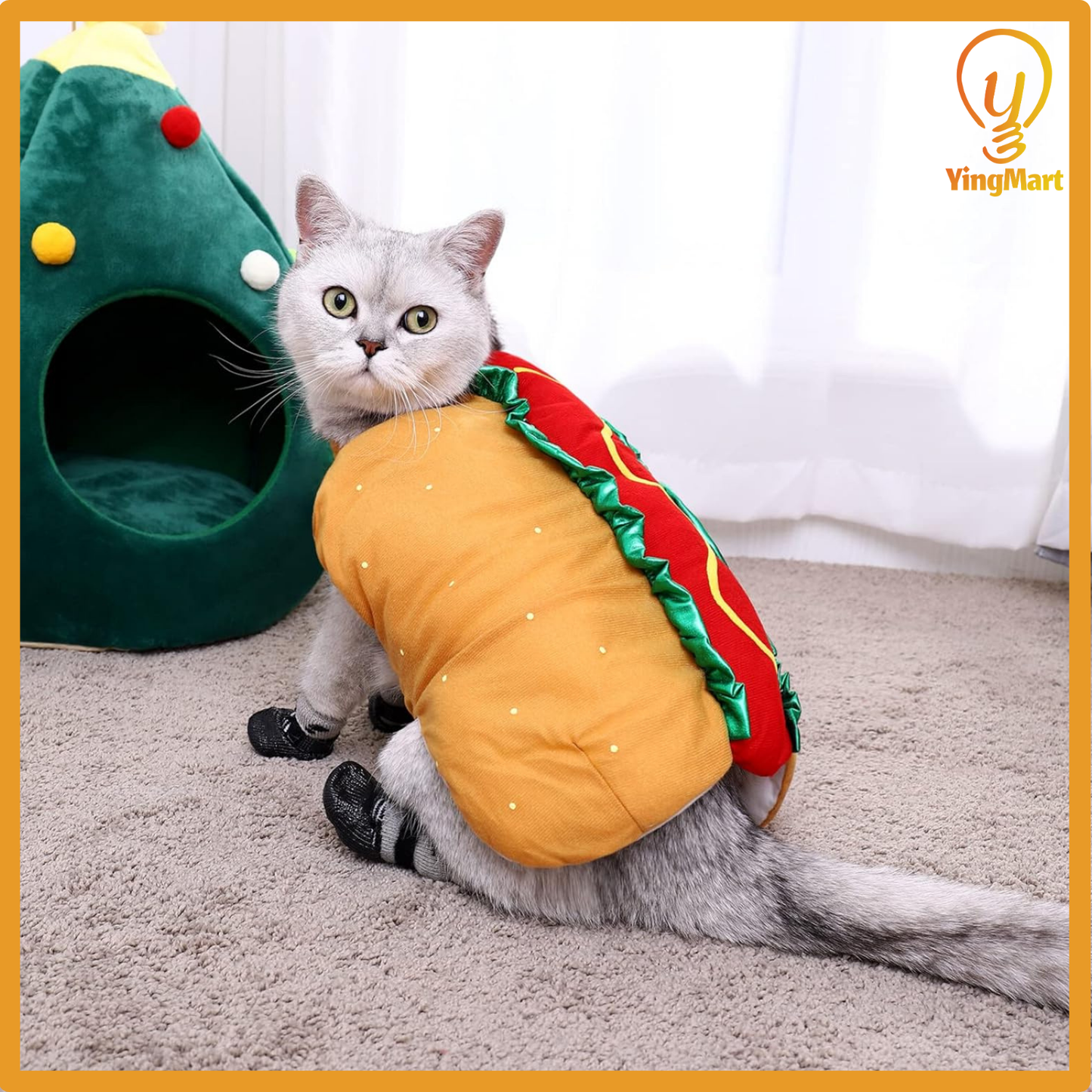 Hot Dog Pet Outfit Cats Puppies Funny Food Hamburger Theme Halloween Party Cosplay Clothes
