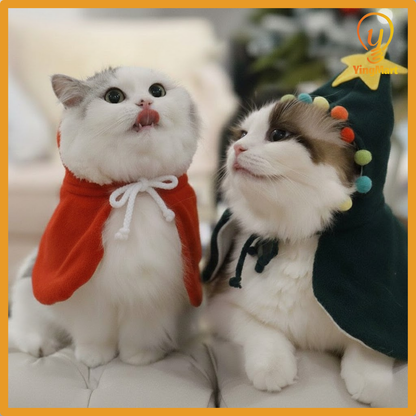 Christmas Tree Pet Cape Costume for Dogs Cats Holiday Outfit Festive Cloak Small Animal Clothes