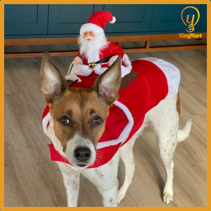 Santa Claus Riding Deer Pet Costume for Dogs Funny Christmas Outfit Holiday Party Clothes