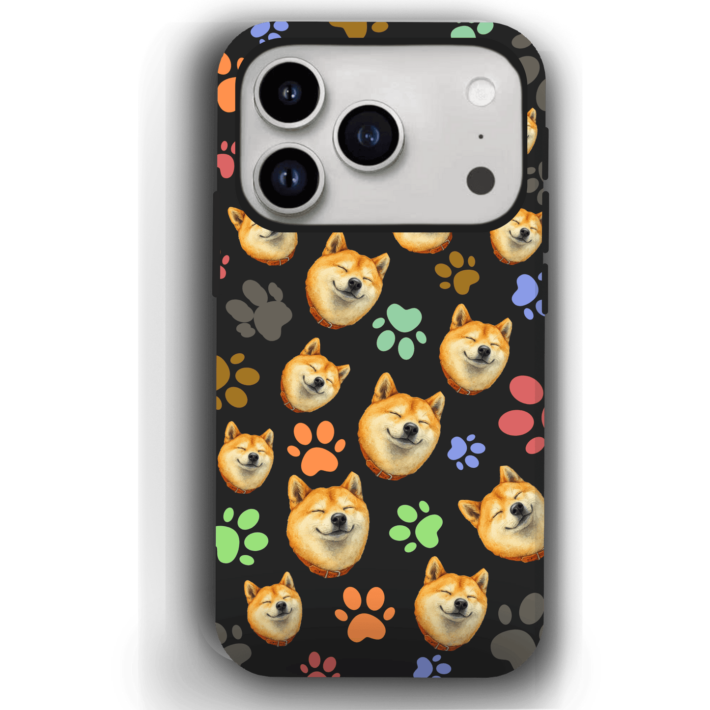 Custom Pet Phone Case for iPhone 17/ 17 Air/ 17 Pro/ 17 Pro Max by YingMart, Personalized Pet Portrait Cover with Paw, Heart, Fish & Bone Symbols