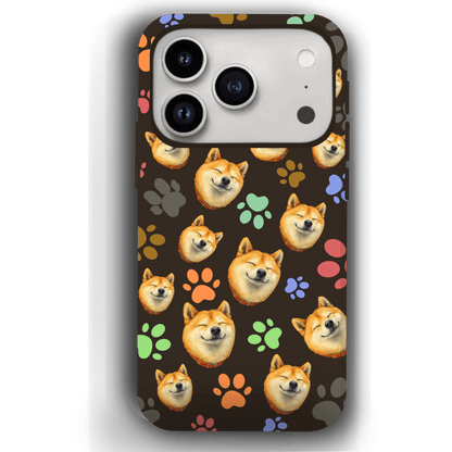 Custom Pet Phone Case for iPhone 17/ 17 Air/ 17 Pro/ 17 Pro Max by YingMart, Personalized Pet Portrait Cover with Paw, Heart, Fish & Bone Symbols