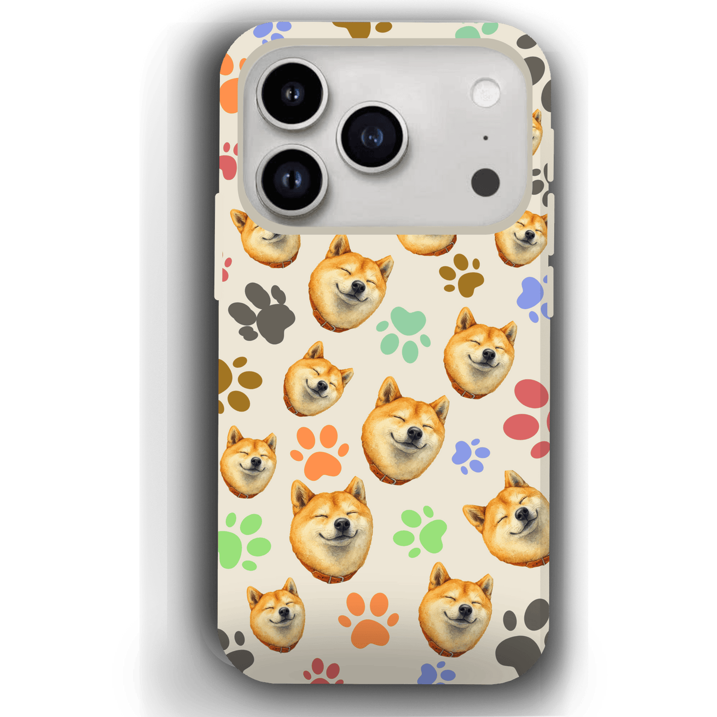 Custom Pet Phone Case for iPhone 17/ 17 Air/ 17 Pro/ 17 Pro Max by YingMart, Personalized Pet Portrait Cover with Paw, Heart, Fish & Bone Symbols