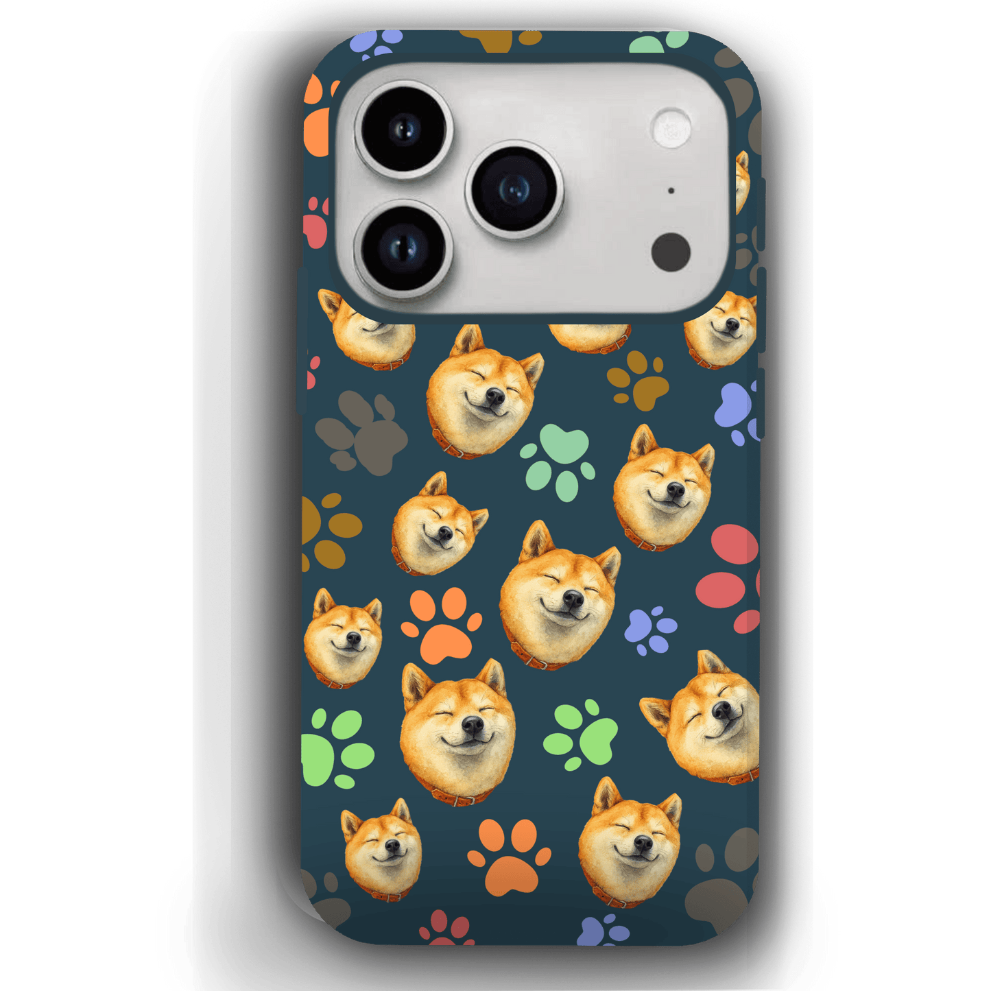 Custom Pet Phone Case for iPhone 17/ 17 Air/ 17 Pro/ 17 Pro Max by YingMart, Personalized Pet Portrait Cover with Paw, Heart, Fish & Bone Symbols
