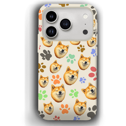 Custom Pet Phone Case for iPhone 17/ 17 Air/ 17 Pro/ 17 Pro Max by YingMart, Personalized Pet Portrait Cover with Paw, Heart, Fish & Bone Symbols