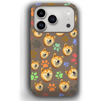 Custom Pet Phone Case for iPhone 17/ 17 Air/ 17 Pro/ 17 Pro Max by YingMart, Personalized Pet Portrait Cover with Paw, Heart, Fish & Bone Symbols
