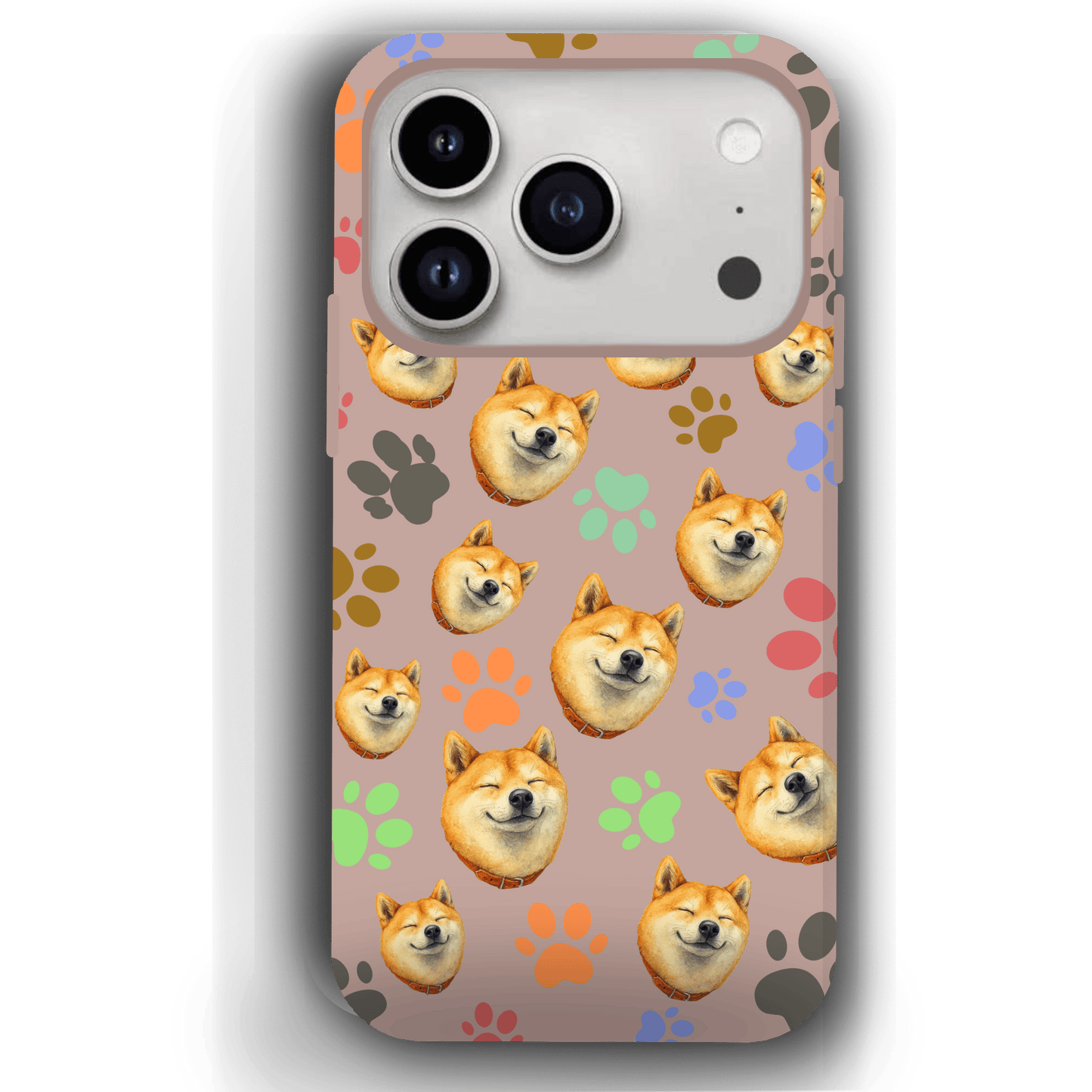 Custom Pet Phone Case for iPhone 17/ 17 Air/ 17 Pro/ 17 Pro Max by YingMart, Personalized Pet Portrait Cover with Paw, Heart, Fish & Bone Symbols