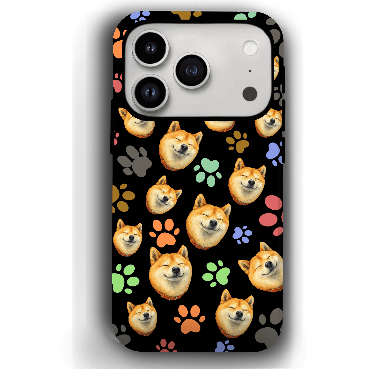 Custom Pet Phone Case for iPhone 17/ 17 Air/ 17 Pro/ 17 Pro Max by YingMart, Personalized Pet Portrait Cover with Paw, Heart, Fish & Bone Symbols
