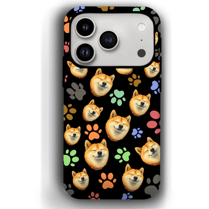 Custom Pet Phone Case for iPhone 17/ 17 Air/ 17 Pro/ 17 Pro Max by YingMart, Personalized Pet Portrait Cover with Paw, Heart, Fish & Bone Symbols