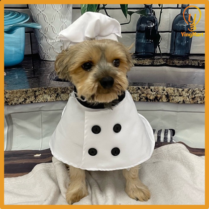 Dog Chef Costume Hat Set Pet Shirt Halloween Cosplay Outfit for Cats Small Large Dogs