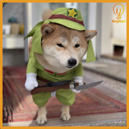 Funny Soldier Pet Costume for Dogs Cats Halloween Cosplay Outfit Cute Pet Shirt