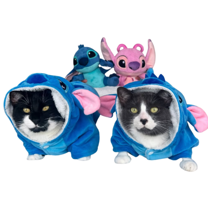 Stitch Pet Costume Jumpsuit for Cats Warm Autumn Winter Cute Halloween Cosplay Dog Outfit