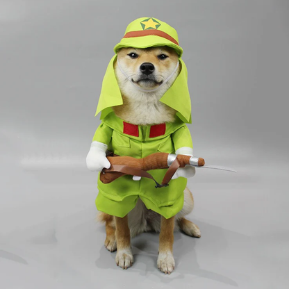 Funny Soldier Pet Costume for Dogs Cats Halloween Cosplay Outfit Cute Pet Shirt