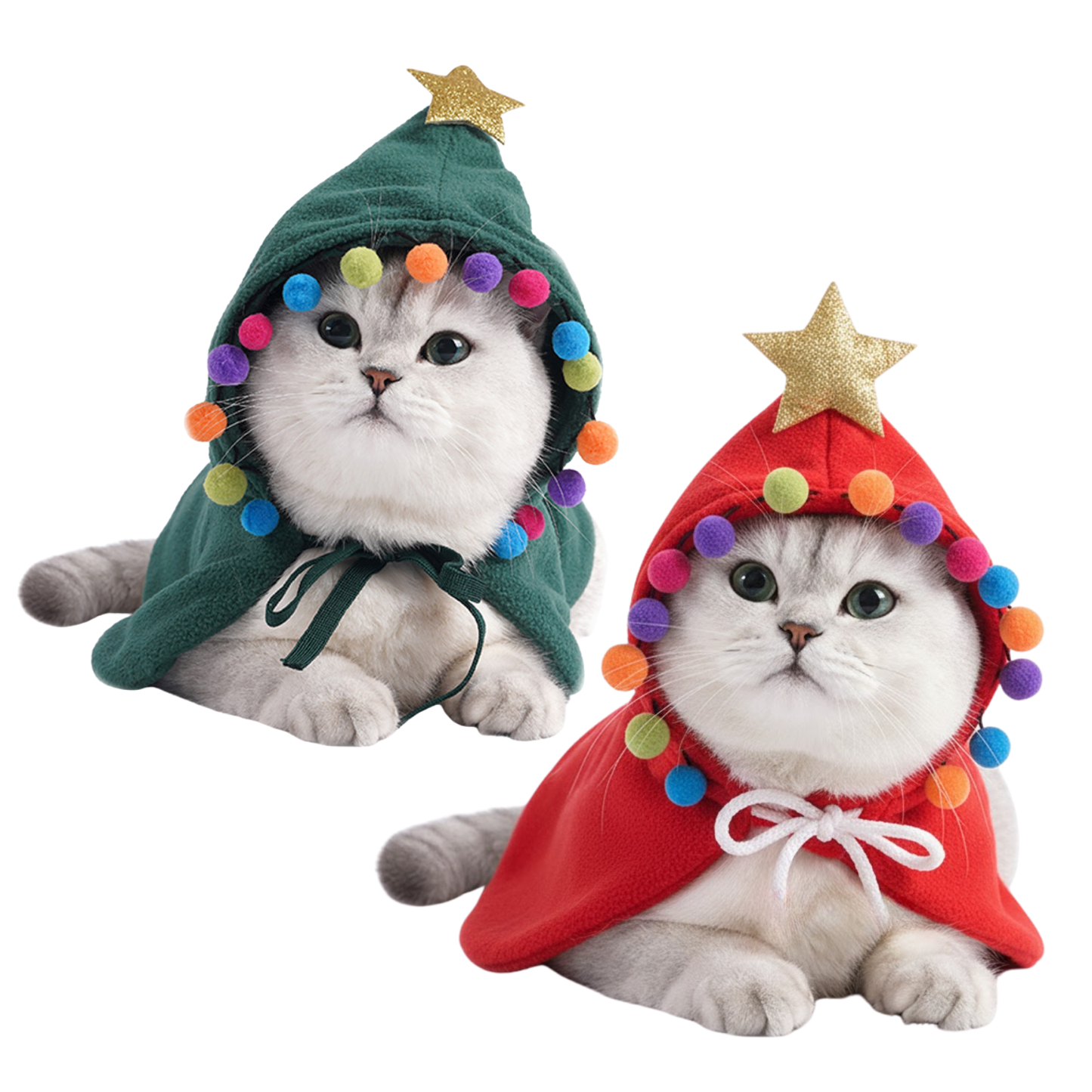 Christmas Tree Pet Cape Costume for Dogs Cats Holiday Outfit Festive Cloak Small Animal Clothes