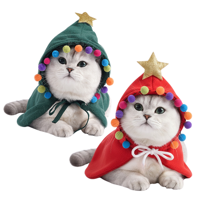 Christmas Tree Pet Cape Costume for Dogs Cats Holiday Outfit Festive Cloak Small Animal Clothes