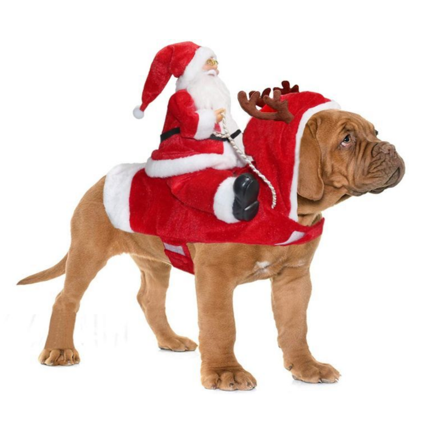 Santa Claus Riding Deer Pet Costume for Dogs Funny Christmas Outfit Holiday Party Clothes