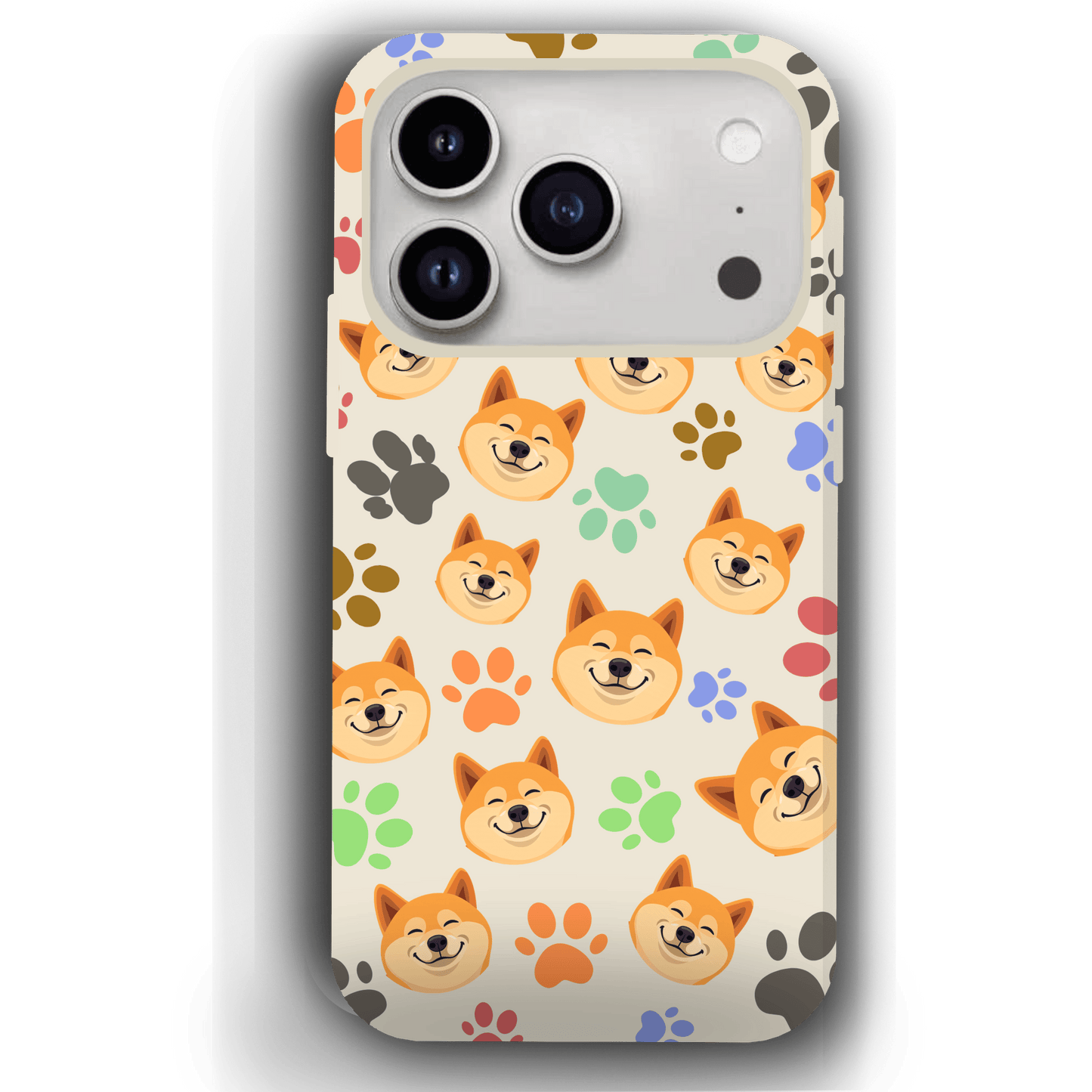 Custom Pet Phone Case for iPhone 17/ 17 Air/ 17 Pro/ 17 Pro Max by YingMart, Personalized Pet Portrait Cover with Paw, Heart, Fish & Bone Symbols