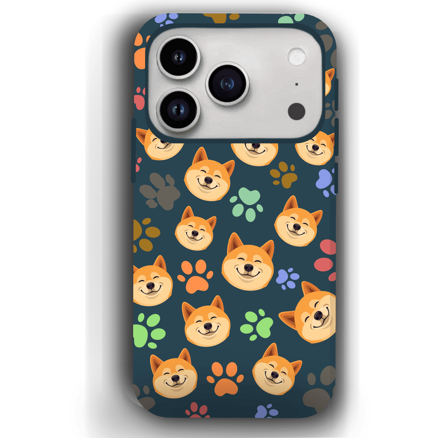 Custom Pet Phone Case for iPhone 17/ 17 Air/ 17 Pro/ 17 Pro Max by YingMart, Personalized Pet Portrait Cover with Paw, Heart, Fish & Bone Symbols