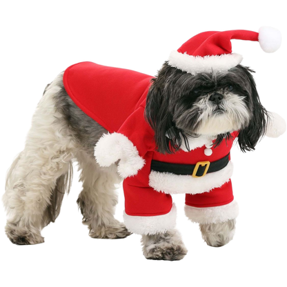 Christmas Pet Santa Claus Costume Warm Jumpsuit Hoodie for Dogs Cats Winter Outfit