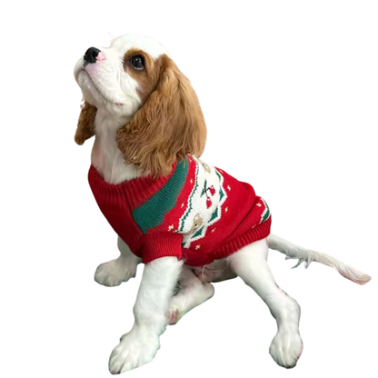 Christmas Cherry Pet Sweater Warm Winter Clothes for Small Dogs Cats Holiday Outfit