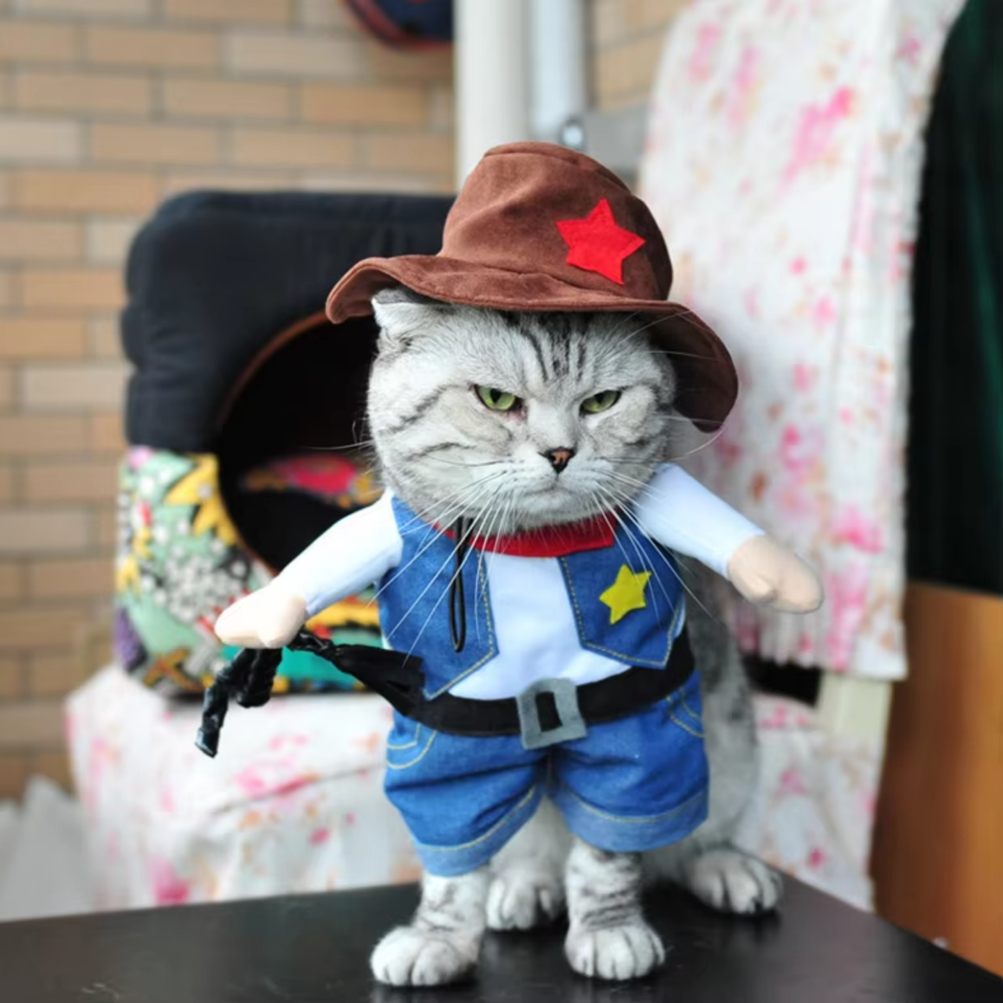 Funny Pet Cowboy Costume Role Play Suit Cat Dog Halloween Christmas Party Outfit