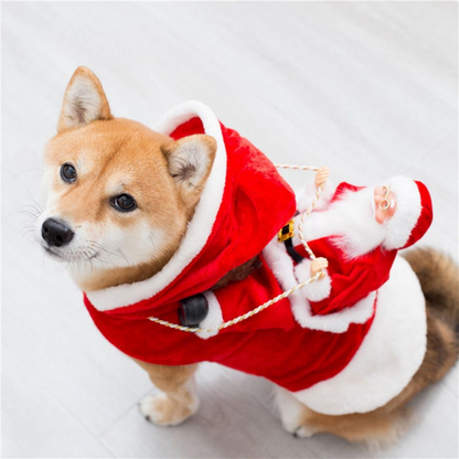Santa Claus Riding Deer Pet Costume for Dogs Funny Christmas Outfit Holiday Party Clothes