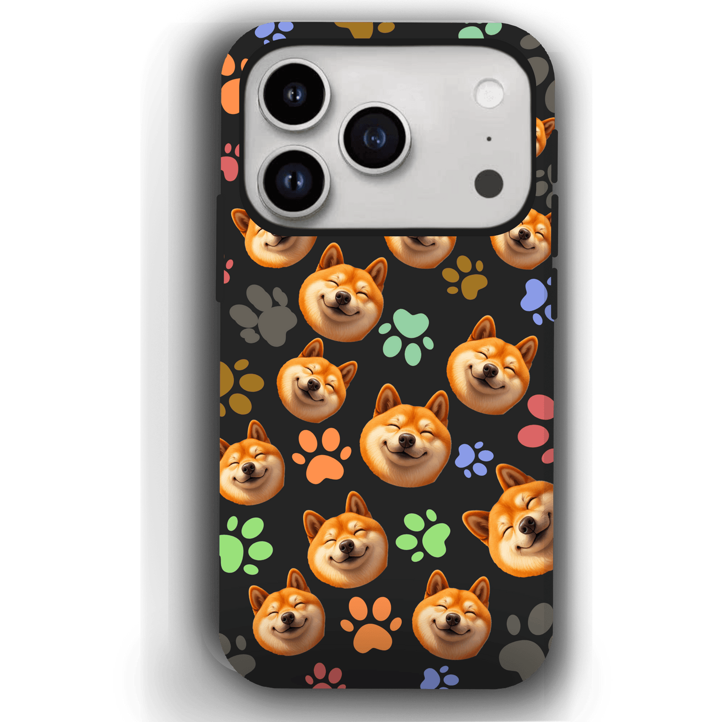 Custom Pet Phone Case for iPhone 17/ 17 Air/ 17 Pro/ 17 Pro Max by YingMart, Personalized Pet Portrait Cover with Paw, Heart, Fish & Bone Symbols
