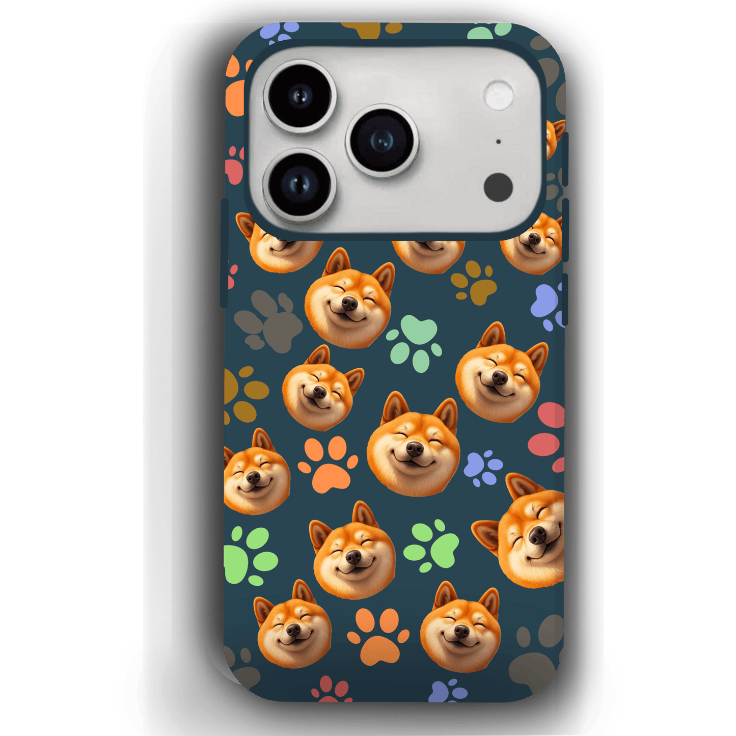 Custom Pet Phone Case for iPhone 17/ 17 Air/ 17 Pro/ 17 Pro Max by YingMart, Personalized Pet Portrait Cover with Paw, Heart, Fish & Bone Symbols