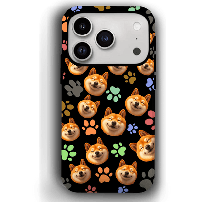 Custom Pet Phone Case for iPhone 17/ 17 Air/ 17 Pro/ 17 Pro Max by YingMart, Personalized Pet Portrait Cover with Paw, Heart, Fish & Bone Symbols