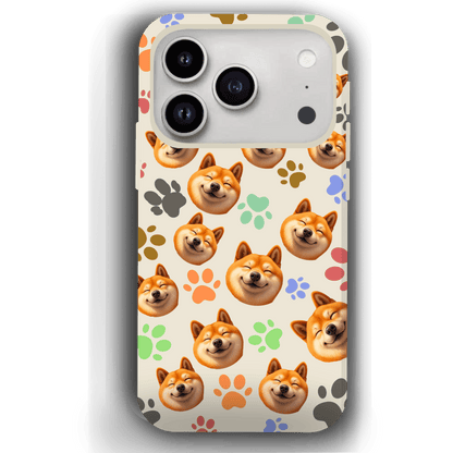 Custom Pet Phone Case for iPhone 17/ 17 Air/ 17 Pro/ 17 Pro Max by YingMart, Personalized Pet Portrait Cover with Paw, Heart, Fish & Bone Symbols