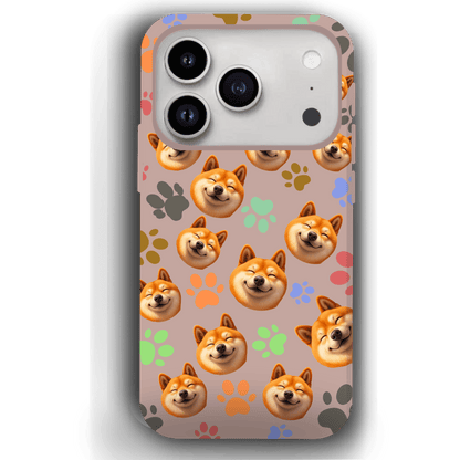 Custom Pet Phone Case for iPhone 17/ 17 Air/ 17 Pro/ 17 Pro Max by YingMart, Personalized Pet Portrait Cover with Paw, Heart, Fish & Bone Symbols