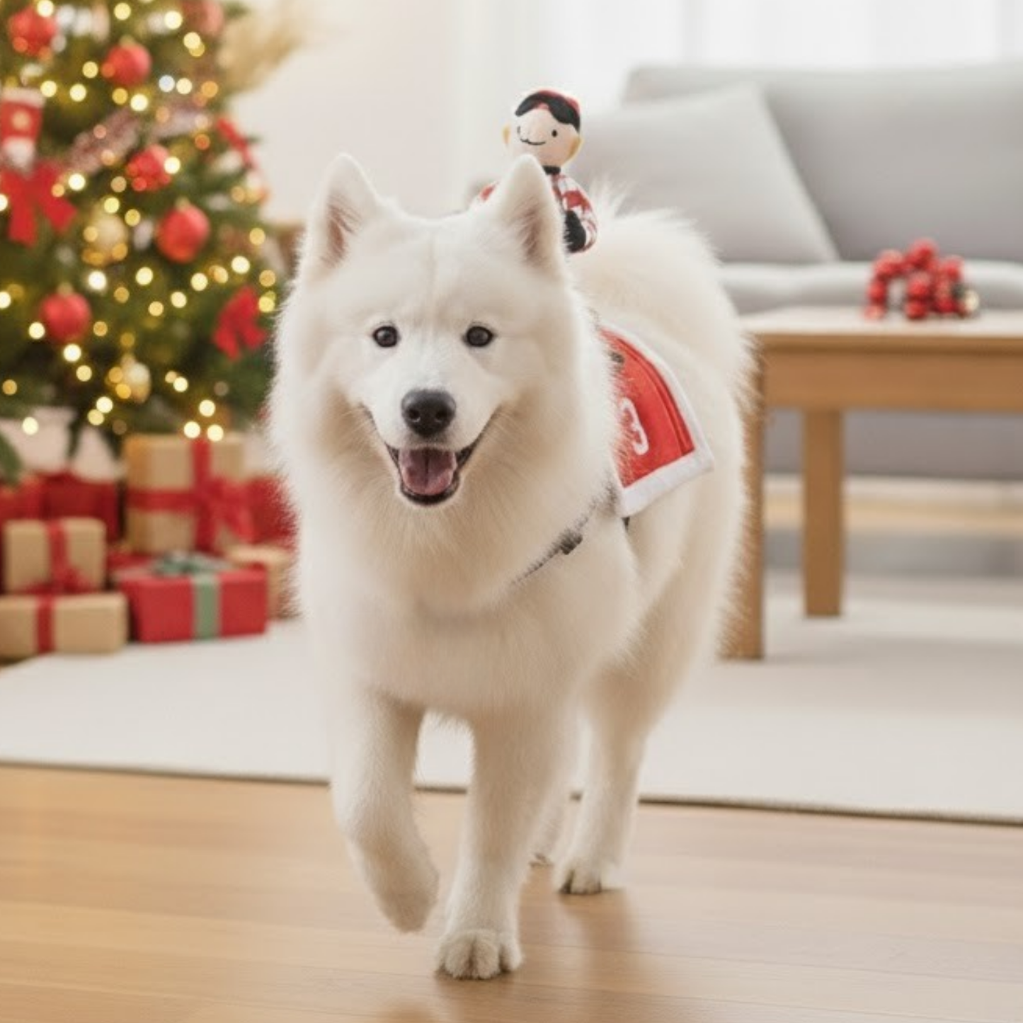 Santa Claus Riding Pet Costume for Small Dogs Cats Christmas Flannel Outfit Winter Hoodie