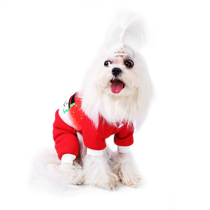 Christmas Pet Dog Clothes Warm Soft Hoodie Sweatshirt for Small Dogs Cats Winter Outfit