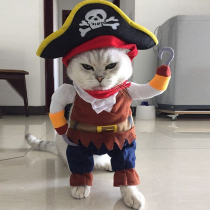 Pirate Costume Set With Hat Cosplay Halloween Christmas Pet Dog Cat Small Medium Large Cute Scary