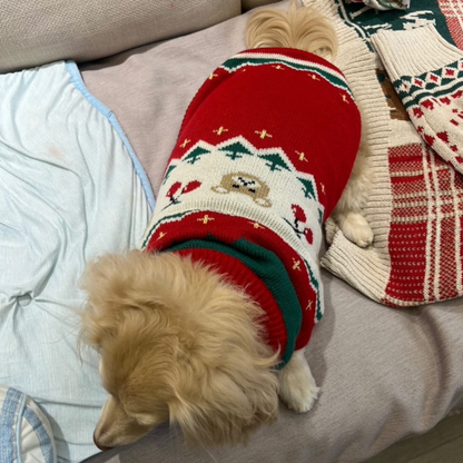 Christmas Cherry Pet Sweater Warm Winter Clothes for Small Dogs Cats Holiday Outfit