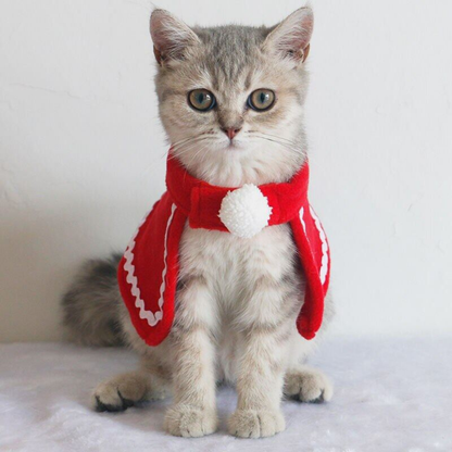 Christmas Elk Pet Costume Warm Cloak Hat Set for Small Dogs Cats Winter Hoodie Outfit