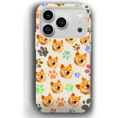 Custom Pet Phone Case for iPhone 17/ 17 Air/ 17 Pro/ 17 Pro Max by YingMart, Personalized Pet Portrait Cover with Paw, Heart, Fish & Bone Symbols