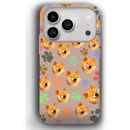 Custom Pet Phone Case for iPhone 17/ 17 Air/ 17 Pro/ 17 Pro Max by YingMart, Personalized Pet Portrait Cover with Paw, Heart, Fish & Bone Symbols