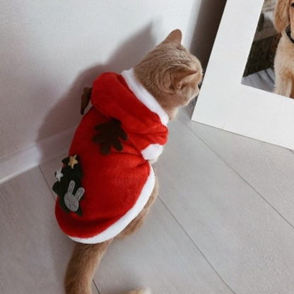 Santa Christmas Pet Costume Warm Jacket for Small Dogs Cats Winter Outfit Holiday Clothing
