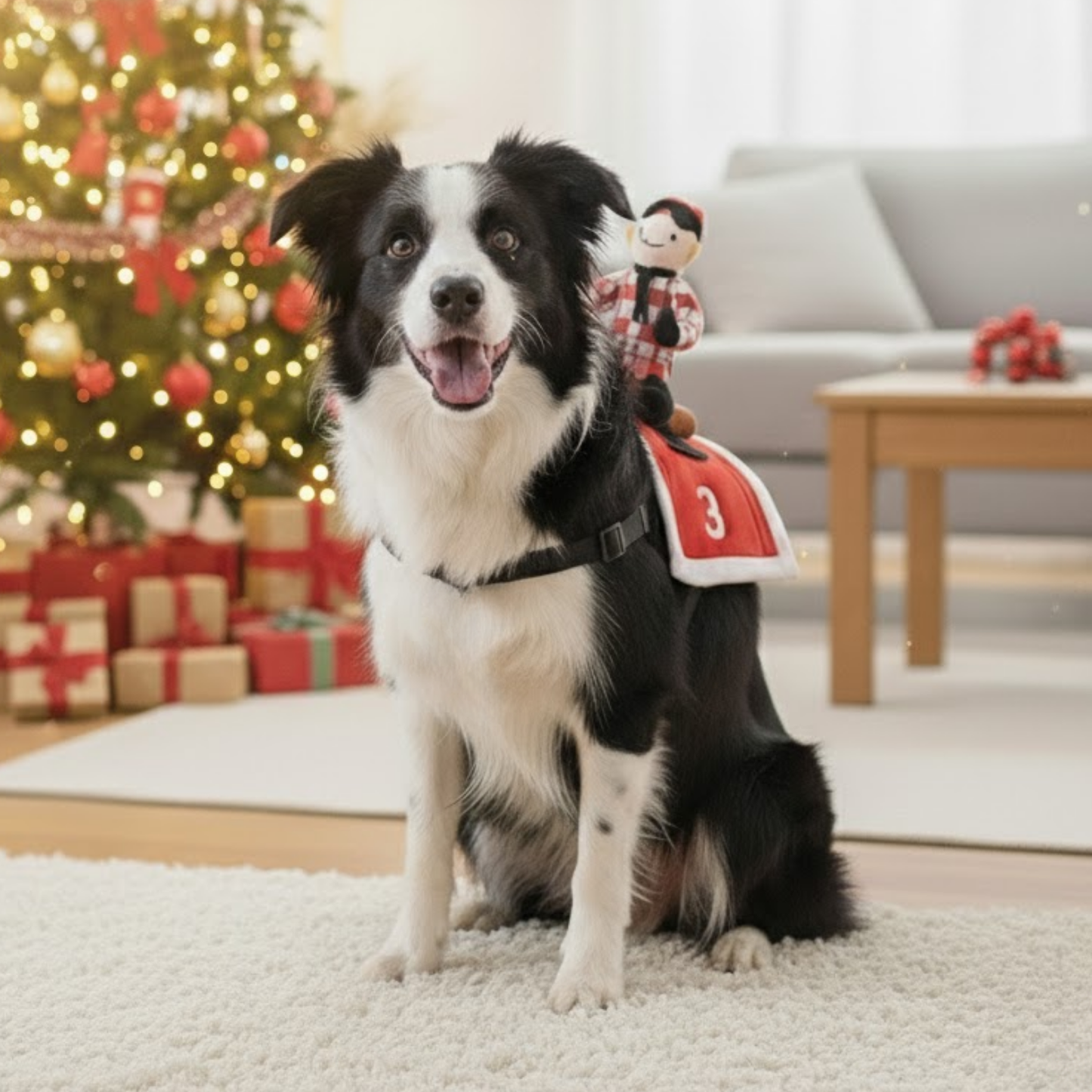 Santa Claus Riding Pet Costume for Small Dogs Cats Christmas Flannel Outfit Winter Hoodie