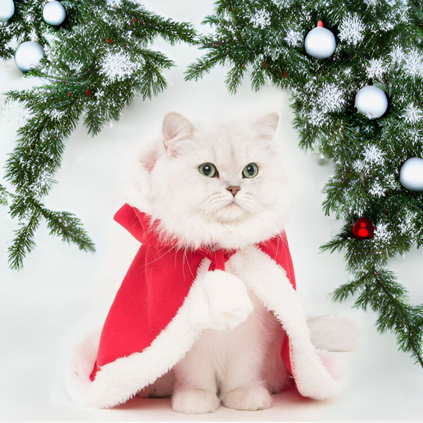 Christmas Pet Costume Hooded Cloak for Small Dogs Cats Warm Winter Outfit Holiday Clothes