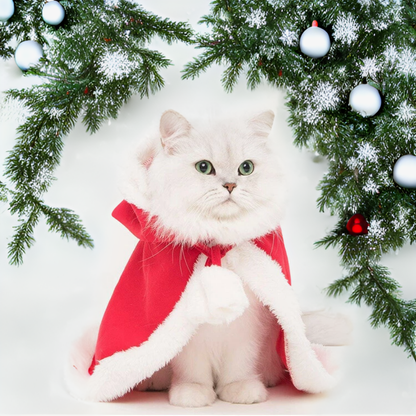 Christmas Pet Costume Hooded Cloak for Small Dogs Cats Warm Winter Outfit Holiday Clothes