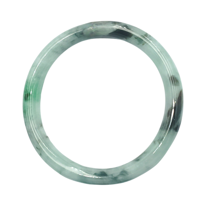 High Quality 48–72mm Natural-Colour Jade White Floating Green Black Veins Bangle Gift for Her Mom Grandma Feng Shui Personalized Jewelry