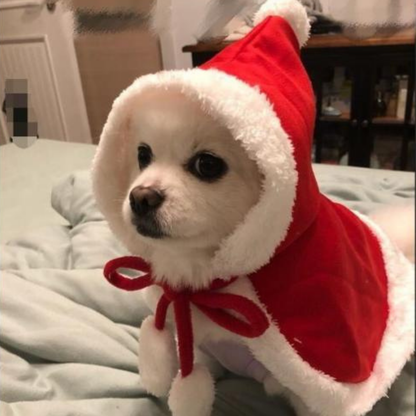 Christmas Pet Costume Hooded Cloak for Small Dogs Cats Warm Winter Outfit Holiday Clothes