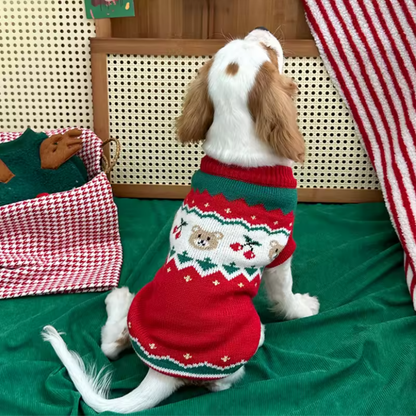 Christmas Cherry Pet Sweater Warm Winter Clothes for Small Dogs Cats Holiday Outfit