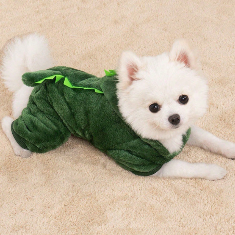 Funny Dinosaur Pet Costume Warm Fleece Hoodie for Cats Dogs Halloween Cosplay Outfit