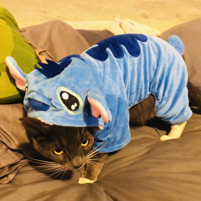 Stitch Pet Costume Jumpsuit for Cats Warm Autumn Winter Cute Halloween Cosplay Dog Outfit