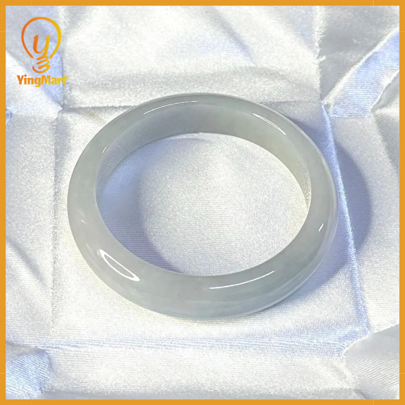 Yingmart 50mm-64mm Pure White to Very Light Green Blue Purple Natural Jadeite Jade Bangle Bracelet, Real Gemstone Bracelet, Accessories
