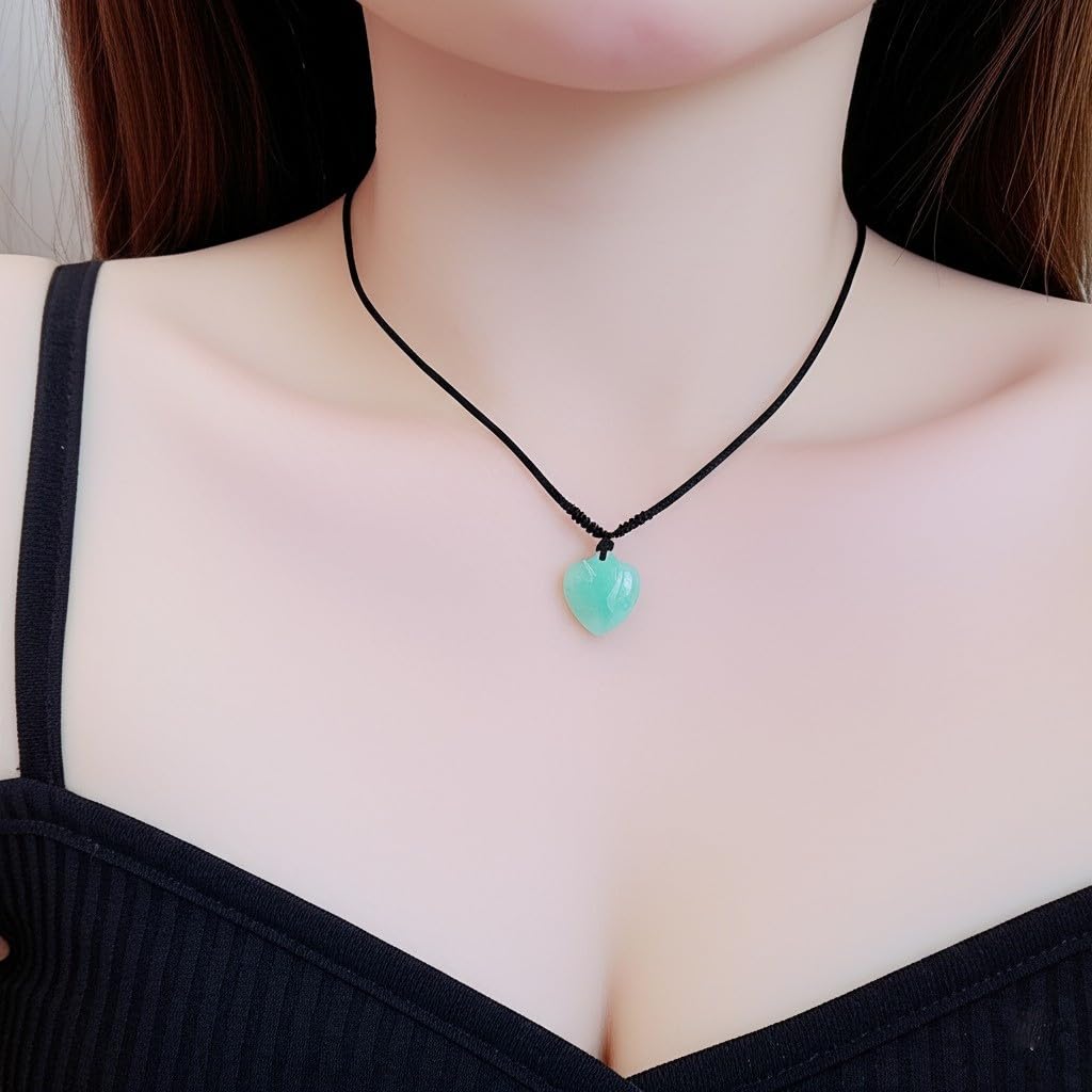 Love & Luck – Natural Heart/Donut Jade Pendant Necklace for Women – Lucky Jade Jewelry Gift for Her, Genuine Green/Purple/White Stone, Minimalist Spiritual Necklace, Real Jade Necklace for Balance, Energy & Style by YingMart